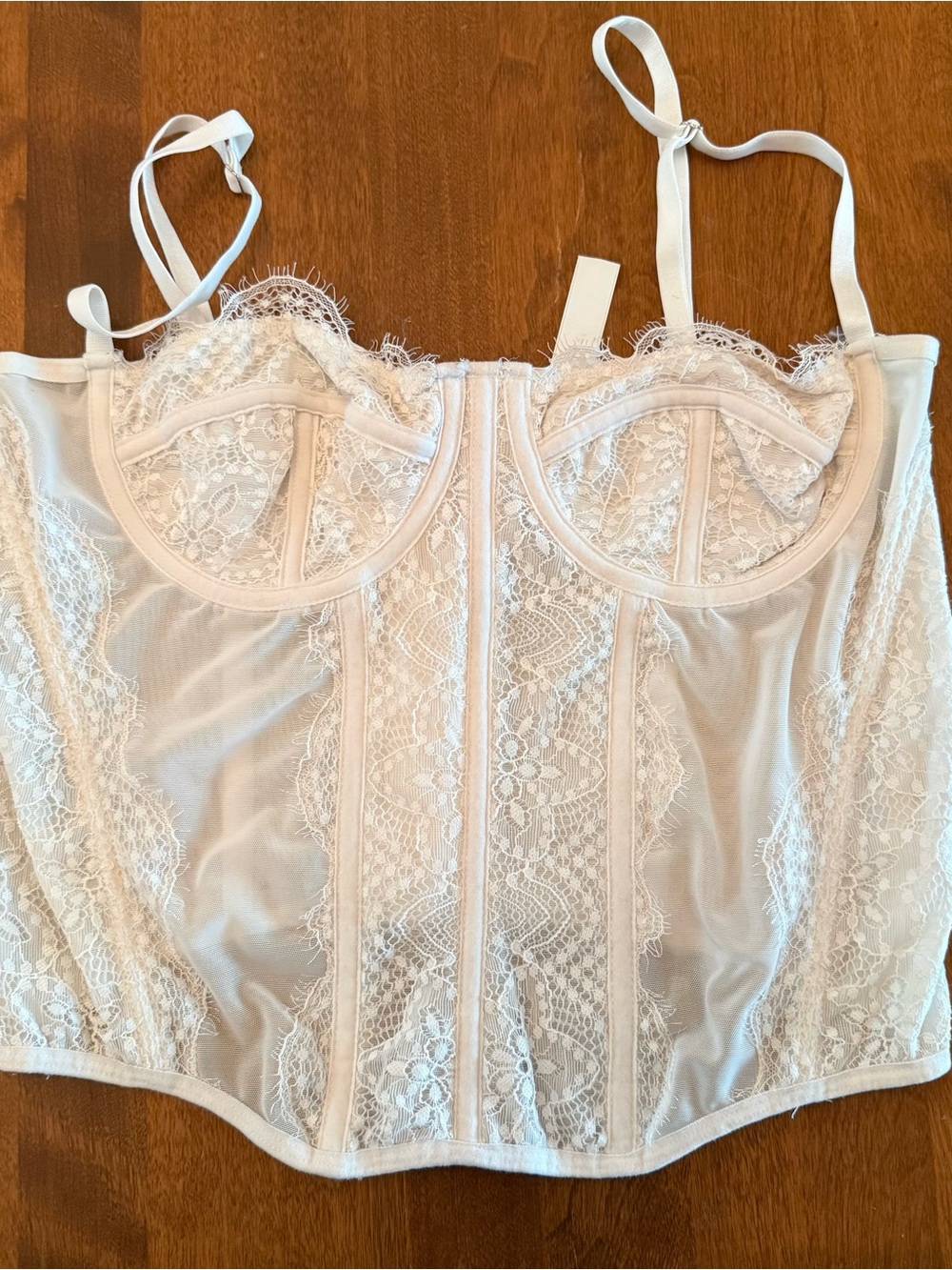 Sheer Lace Bustier Corset Top - White